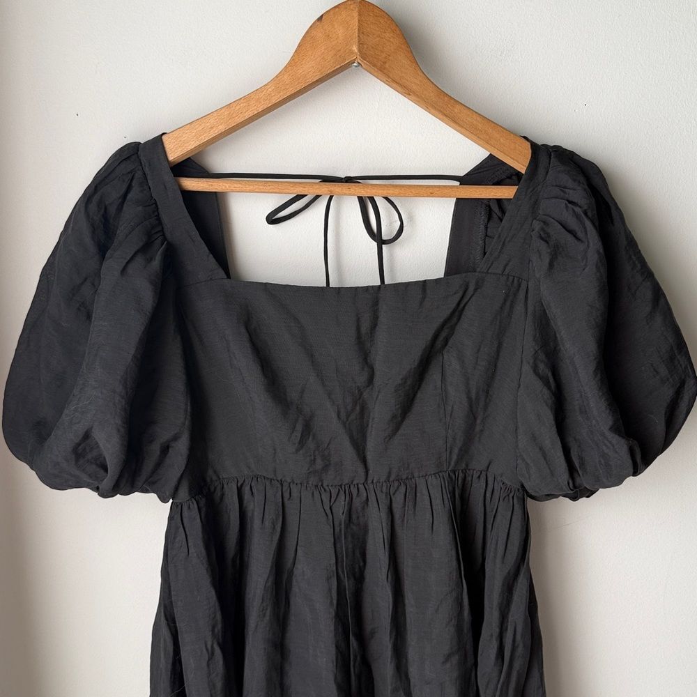 ASTR The Label Black Off Sleeve High Low Square Neck Babydoll Dress - Picture 2 of 9